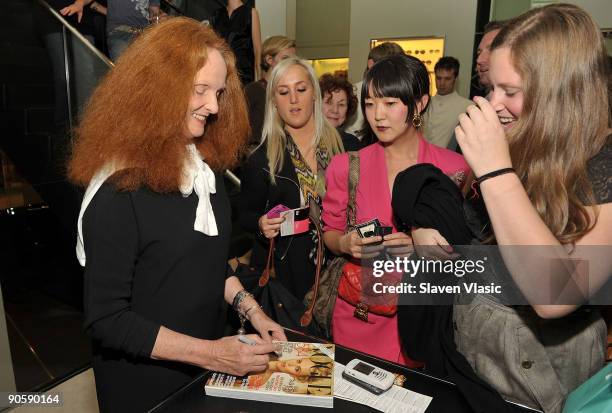 Grace Coddington signs the copies of latest Vogue issue at the Prada 5th Avenue celebration of Fashion's Night Out at Prada 5th Avenue on September...