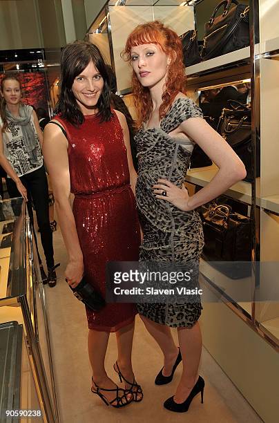 Tabitha Simmons and Karen Elson attend the Prada 5th Avenue celebration of Fashion's Night Out at Prada 5th Avenue on September 10, 2009 in New York...