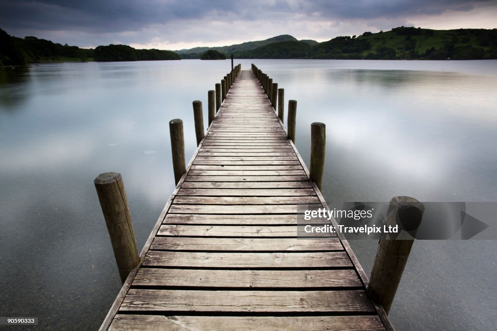 Wooden landing jetty on Coniston Water