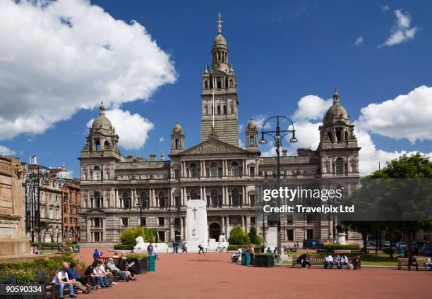 george square and city chambers - glasgow george square stock pictures, royalty-free photos & images