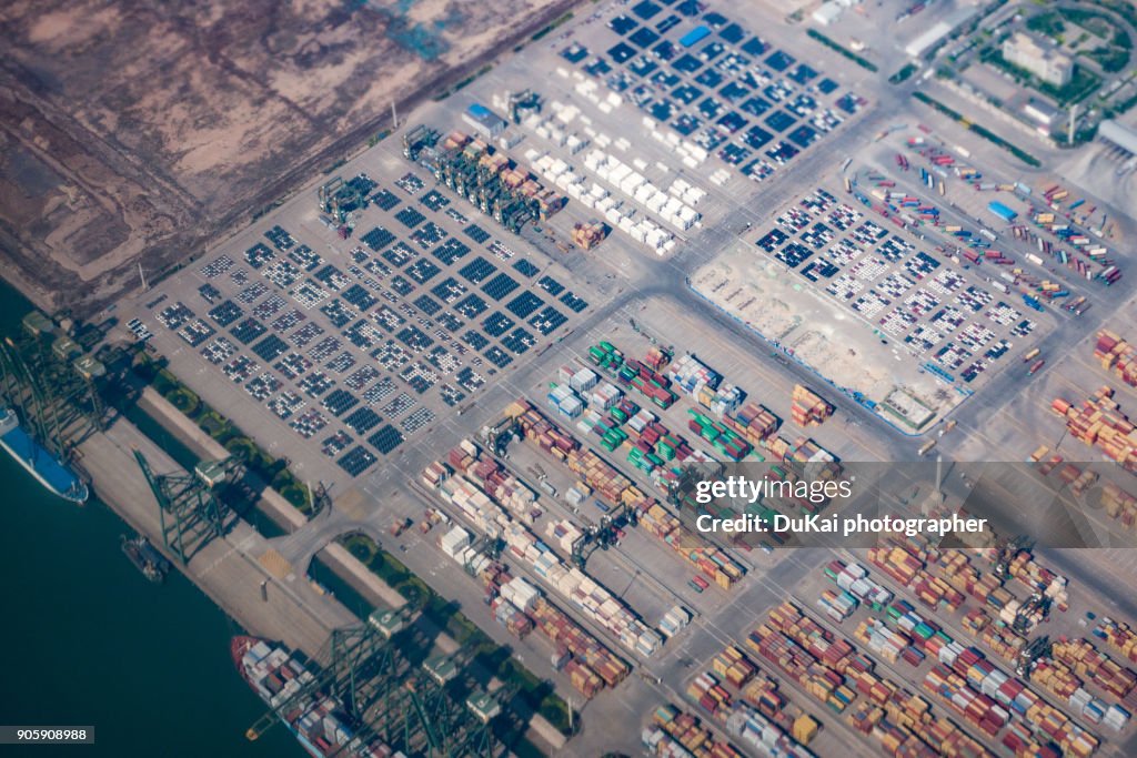 Aerial view of container terminal in tianjin