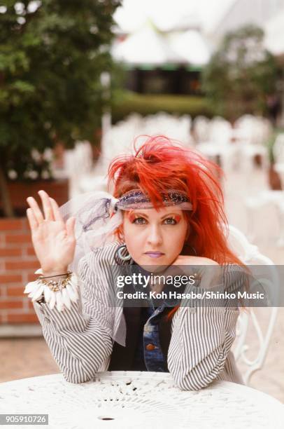 Cindi Lauper taken at an outdoor cafe, March 1984, Tokyo, Japan.