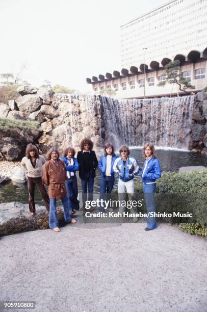 Electric Light Orchestra taken at Akasaka Prince Hotel, February 1978, Tokyo, Japan. Jeffr Lynne, Bev Bevan, Richard Tandy, Mik Kaminsk,...