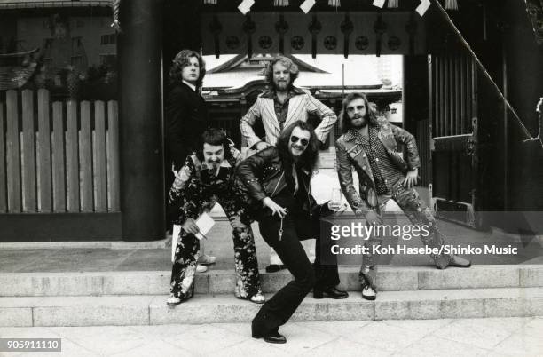 Jethro Tull taken at Akasaka Hie Shrine, August 1972, Tokyo, Japan. Ian Anderson, Martin Barre, Jeffrey Hammond, Barriemore Barlow, John Evan.