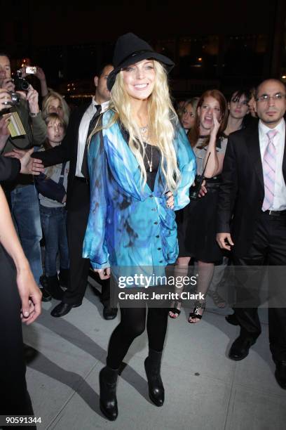 Lindsay Lohan arrives at Bloomingdale's celebration for Fashion's Night Out at Bloomingdale's 59th Street Store on September 10, 2009 in New York...