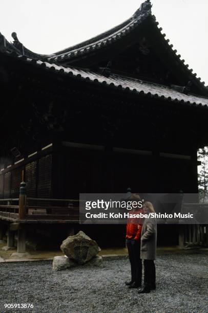 Talking Heads at Kyoto Kiyomizu Temple, February 2nd Kyoto, Japan. Tina Weymouth, Chris Frantz.