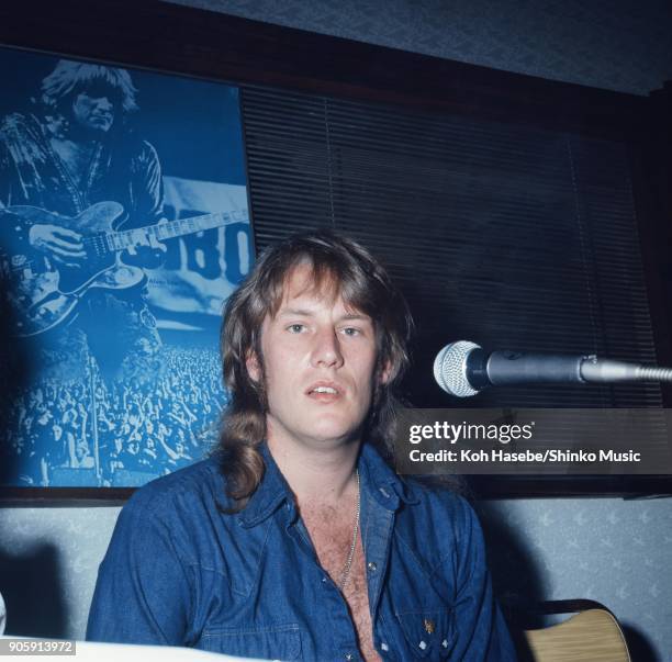 Ten Years After at press conference at Tokyo Hilton Hotel, May 1972, Tokyo, Japan. Alvin Lee.