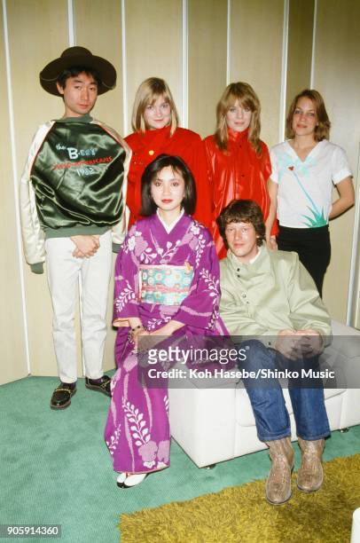 Tom Tom Club interviewed by Music Life magazine in a hotel room, April 1982, Tokyo, Japan. Tina Weymouth, Lani Weymouth, Laura Weymouth, Chris...