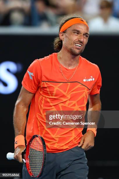 Alexandr Dolgopolov of the UkraineÊreacts after a point in his second round match against Matthew Ebden of Australia on day three of the 2018...