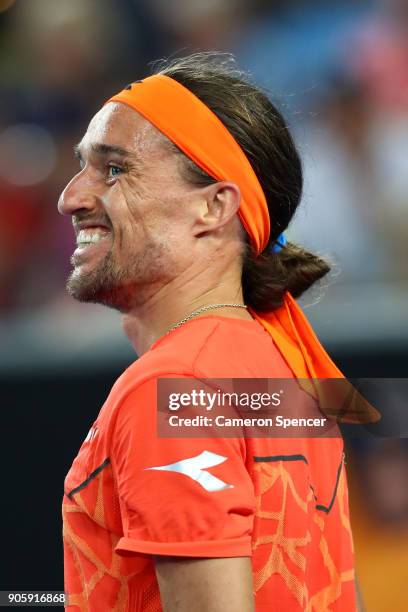 Alexandr Dolgopolov of the UkraineÊreacts after a point in his second round match against Matthew Ebden of Australia on day three of the 2018...