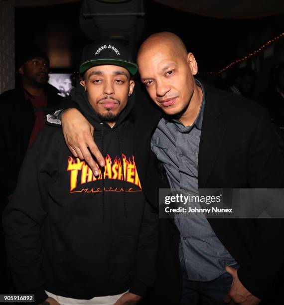 Cory Gunz and Peter Gunz attend Peter Gunz Celebrity Birthday Celebration at Hayatynyc on January 16, 2018 in New York City.