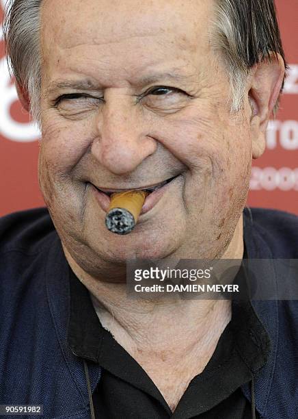 Italian director Tinto Brass poses during the photocall of "Hotel Courbet" at the Venice film festival on September 11, 2009. "Hotel Courbet" is...