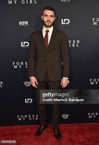 Actor Alex Roe attends the premiere of Roadside Attractions' "Forever My Girl" at The London West Hollywood on January 16, 2018 in West Hollywood,...