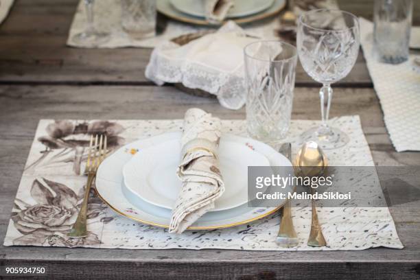 set table - napkin ring stock pictures, royalty-free photos & images