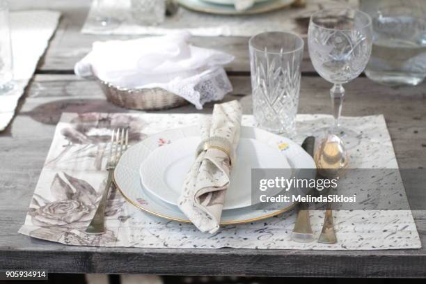 set table - napkin ring stock pictures, royalty-free photos & images