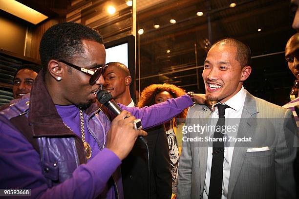 Sean 'P. Diddy' Combs and Dao-Yi Chow attend a celebration at the Sean John Store for "Fashion's Night Out" on September 10, 2009 in New York City.