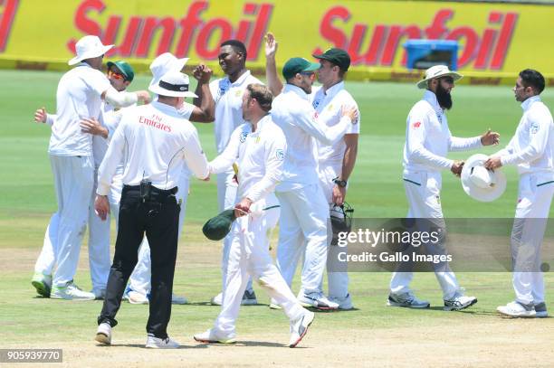 Proteas celebrate there win over India during day 5 of the 2nd Sunfoil Test match between South Africa and India at SuperSport Park on January 17,...