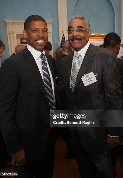 Mayor Kevin Johnson and A. Barry Rand , CEO of AARP attend the "I Participate" and "Cities of Service" launch with EIF and U.S. Mayors at Gracie...