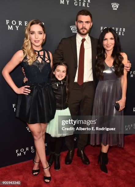 Actors Jessica Rothe, Abby Ryder Fortson, Alex Roe and director Bethany Ashton Wolf attend the premiere of Roadside Attractions' "Forever My Girl" at...