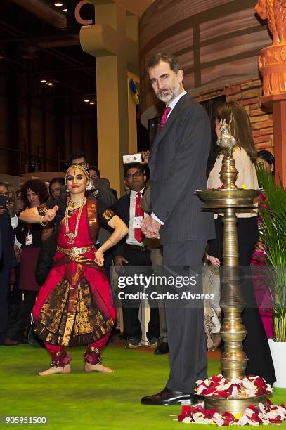 King Felipe VI of Spain and Queen Letizia of Spain inaugurate FITUR International Tourism Fair 2018 at Ifema on January 17, 2018 in Madrid, Spain.