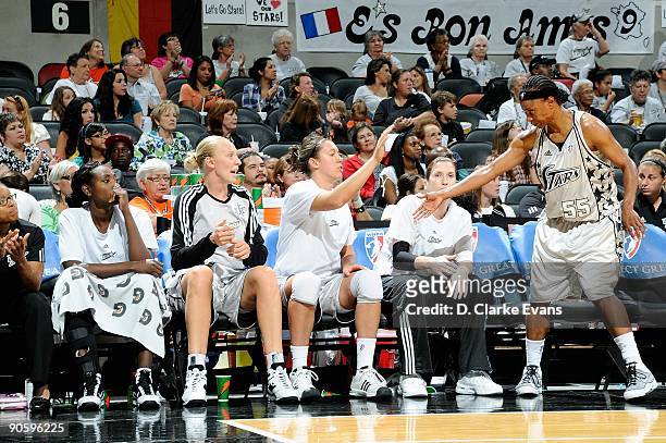 Vickie Johnson of the San Antonio Silver Stars returns to the bench during the WNBA game against the Minnesota Lynx on September 1, 2009 at the AT&T...