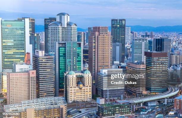 Japan, Osaka City, Umeda District skyline.