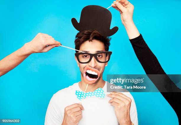 man in funny disguise - disguise stock pictures, royalty-free photos & images