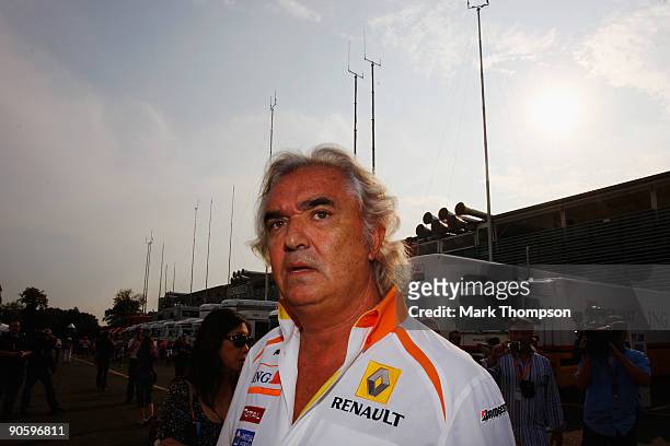 Renault F1 Team Principal Flavio Briatore is seen in the paddock following practice for the Italian Formula One Grand Prix at the Autodromo Nazionale...