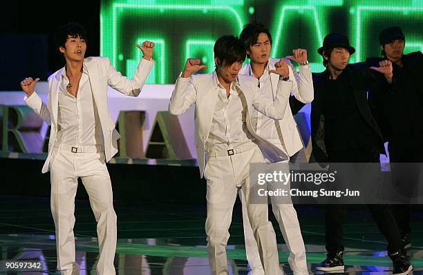 Perform during a opening ceremony of the Seoul International Drama Awards 2009 at the Olympic Hall on September 11, 2009 in Seoul, South Korea.