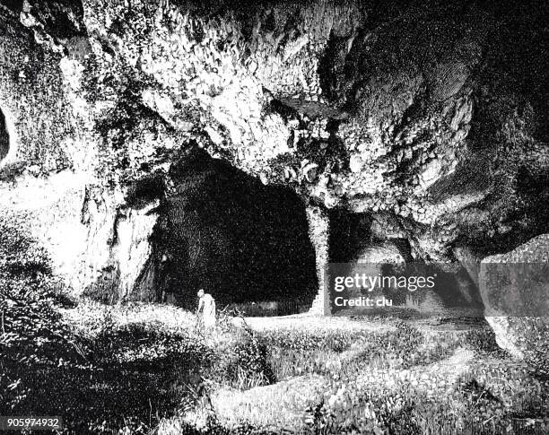 the mitras cave on capri - mitral valve stock illustrations