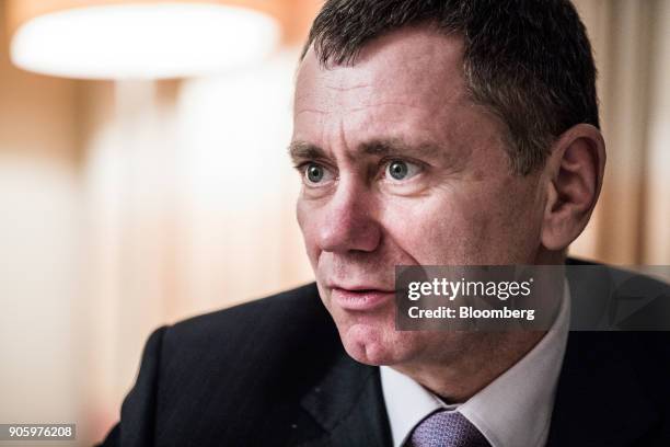 Laszlo Wolf, deputy chief executive officer of OTP Bank Plc., speaks during an interview at the Euromoney Central And Eastern European Forum, in...