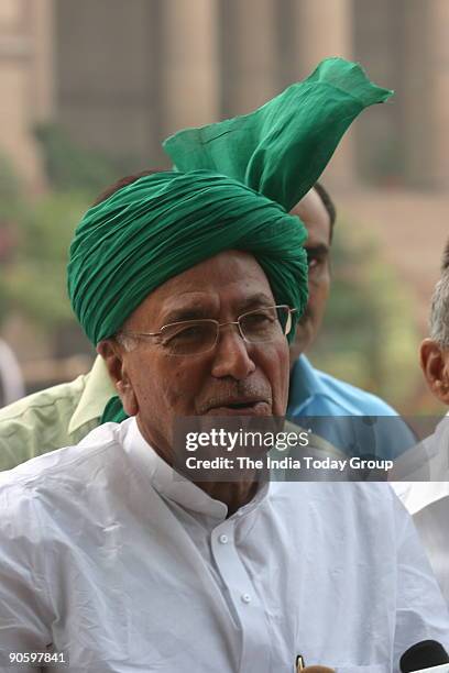 Om Prakash Chautala, President of Indian National Lok Dal, addressing the Media after presenting the Memorandum on Special Economic Zone to the...