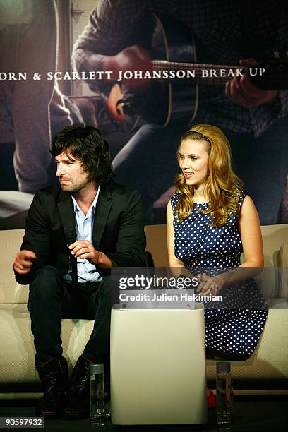 Pete Yorn and Scarlett Johansson attend the press conference for the launch of their new album 'Break up' at Le Bon Marche on September 11, 2009 in...