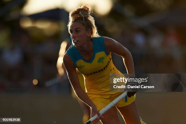 Gabrielle Nance of the Hockeyroos in action during game two of the International Test Series between the Australian Hockeyroos and Spain at Guildford...