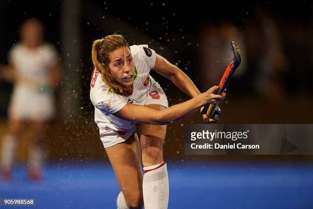 Maria Lopez of Spain in action during game two of the International Test Series between the Australian Hockeyroos and Spain at Guildford Grammar on...