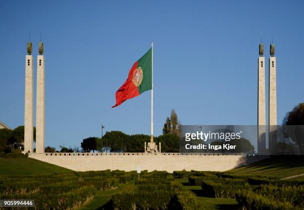 Portuguese flag on December 01, 2017 in Lisbon, Portugal.