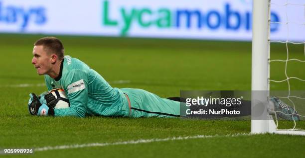 Dean Henderson of Shrewsbury Town during FA Cup 3rd Round reply match between West Ham United against Shrewsbury Town at The London Stadium, Queen...