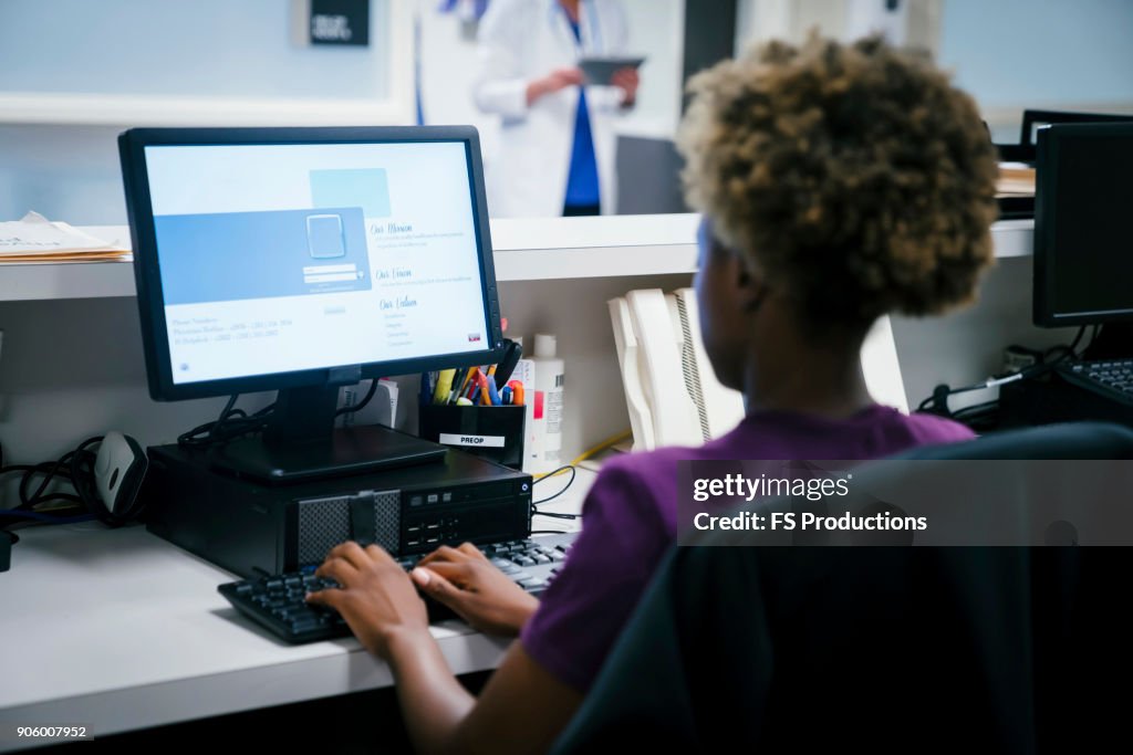 Nurse Ringing Computer Nurse Using Computer In Hospital High-Res Stock Photo - Getty Images