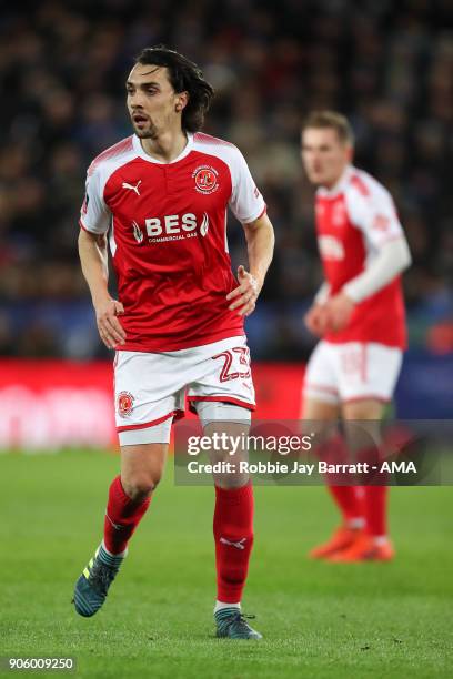 Markus Schwabl of Fleetwood Town during The Emirates FA Cup Third Round Replay match between Leicester City and Fleetwood Town at The King Power...