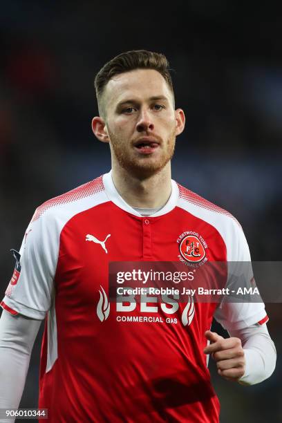 Gethin Jones of Fleetwood Town during The Emirates FA Cup Third Round Replay match between Leicester City and Fleetwood Town at The King Power...