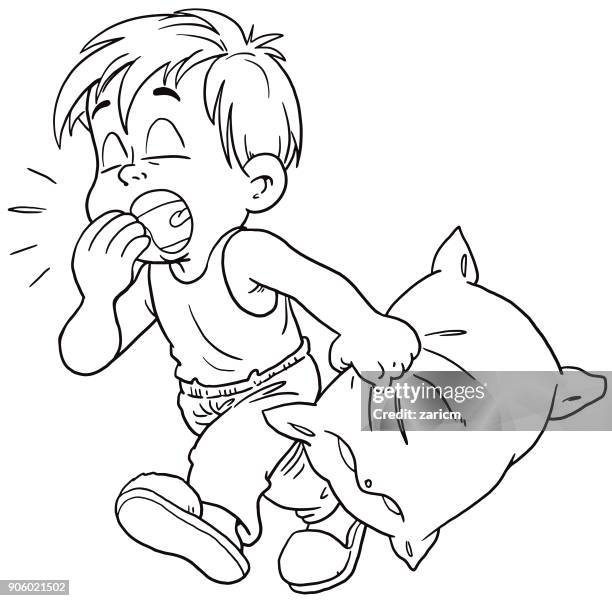 the child is sleepy - yawning stock illustrations