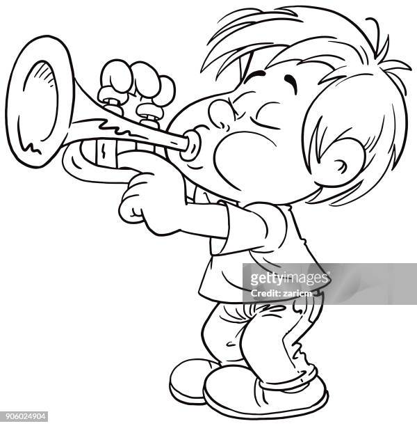 29 Kid Playing Trumpet Cartoon High Res Illustrations - Getty Images