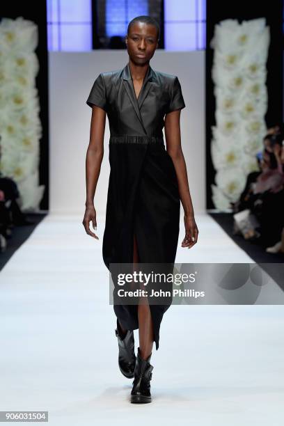 Model walks the runway at the Maisonnoee show during the MBFW Berlin January 2018 at ewerk on January 17, 2018 in Berlin, Germany.