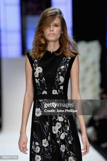 Model walks the runway at the Maisonnoee show during the MBFW Berlin January 2018 at ewerk on January 17, 2018 in Berlin, Germany.