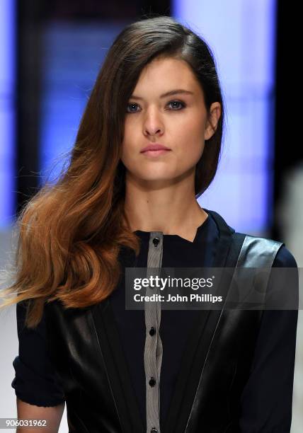 Model walks the runway at the Maisonnoee show during the MBFW Berlin January 2018 at ewerk on January 17, 2018 in Berlin, Germany.