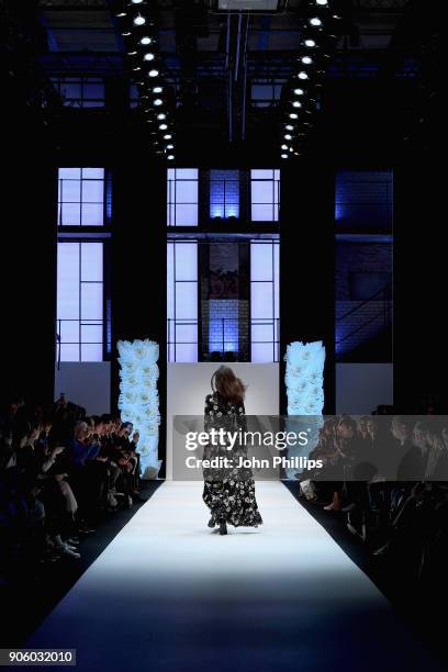 Model walks the runway at the Maisonnoee show during the MBFW Berlin January 2018 at ewerk on January 17, 2018 in Berlin, Germany.