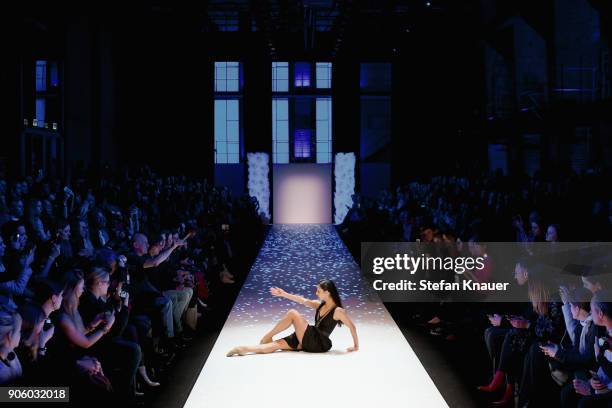 Dancer performs on the runway at the Maisonnoee show during the MBFW Berlin January 2018 at ewerk on January 17, 2018 in Berlin, Germany.