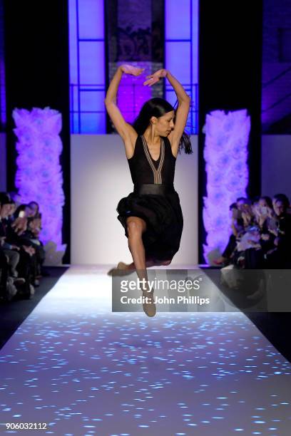 Dancer performs on the runway at the Maisonnoee show during the MBFW Berlin January 2018 at ewerk on January 17, 2018 in Berlin, Germany.