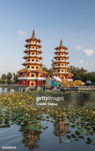 Taiwan, Kaohsiung City, Tsoying District, Lotus Pond, Dragon and Tiger Pagodas.