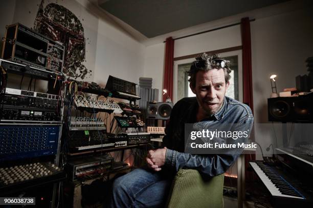 Portrait of German musician and DJ Marco Haas, better known by his recording name T.Raumschmiere, photographed at his Berlin studio on April 13, 2017.
